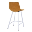 Elland Leather Upholstered Bar Stool in Light Brown/White Iron Legs & Footrest