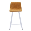 Elland Leather Upholstered Bar Stool in Light Brown/White Iron Legs & Footrest