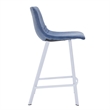 Elland Leather Upholstered Bar Stool in Peacock Blue/White Iron Legs & Footrest