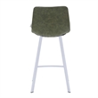 Elland Leather Upholstered Bar Stool in Olive Green/White Iron Legs & Footrest