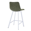 Elland Leather Upholstered Bar Stool in Olive Green/White Iron Legs & Footrest