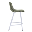 Elland Leather Upholstered Bar Stool in Olive Green/White Iron Legs & Footrest