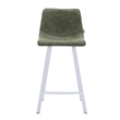 Elland Leather Upholstered Bar Stool in Olive Green/White Iron Legs & Footrest