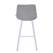 Elland Leather Upholstered Bar Stool in Light Gray/White Iron Legs & Footrest