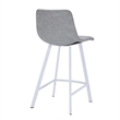 Elland Leather Upholstered Bar Stool in Light Gray/White Iron Legs & Footrest