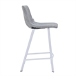 Elland Leather Upholstered Bar Stool in Light Gray/White Iron Legs & Footrest