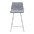 Elland Leather Upholstered Bar Stool in Light Gray/White Iron Legs & Footrest