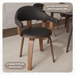 LeisureMod Brivo Leather Seat Swivel Dining Chair in Black/Walnut Frame