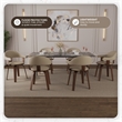 LeisureMod Brivo Leather Seat Swivel Dining Chair in Cream/Walnut Frame