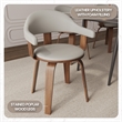 LeisureMod Brivo Leather Seat Swivel Dining Chair in Gray/Walnut Frame