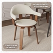 Modern Wooden Dining Chair Walnut Color Frame in White