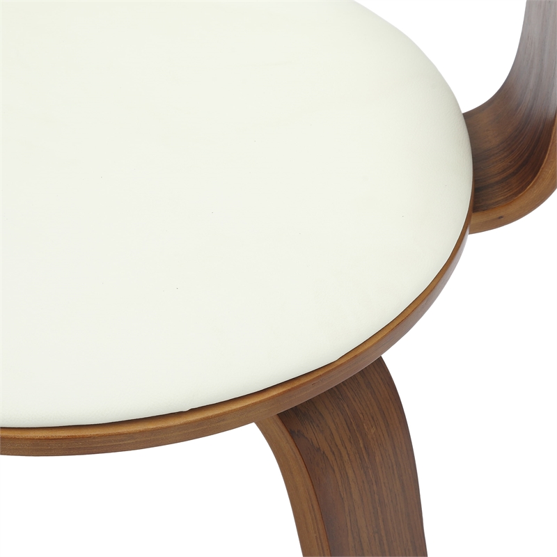 Modern Wooden Dining Chair Walnut Color Frame in White