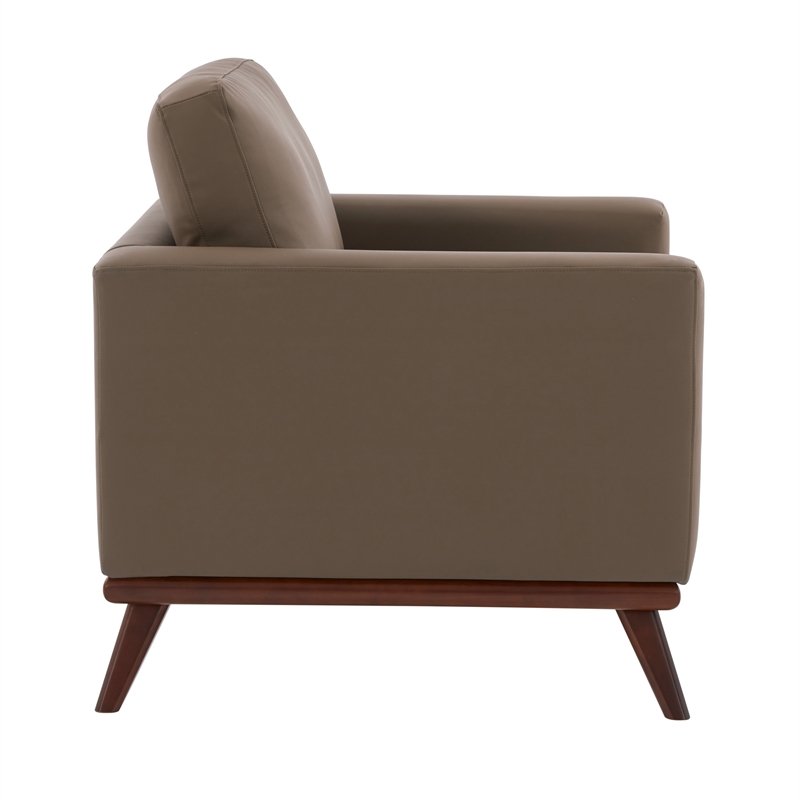 Chester Modern Faux Leather Accent Arm Chair in Taupe Leather