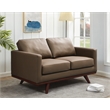 LeisureMod Chester Modern Faux Leather Loveseat in Taupe Leather