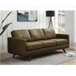 LeisureMod Chester Modern Faux Leather Sofa in Green Leather