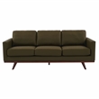 LeisureMod Chester Modern Faux Leather Sofa in Green Leather