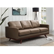 LeisureMod Chester Modern Faux Leather Sofa in Taupe Leather