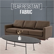 LeisureMod Chester Modern Faux Leather Sofa in Taupe Leather