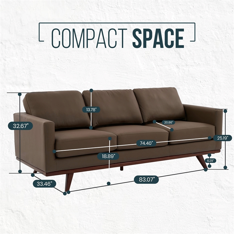 Chester Modern Faux Leather Sofa in Taupe Leather
