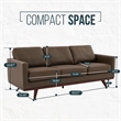 LeisureMod Chester Modern Faux Leather Sofa in Taupe Leather