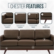 LeisureMod Chester Modern Faux Leather Sofa in Taupe Leather