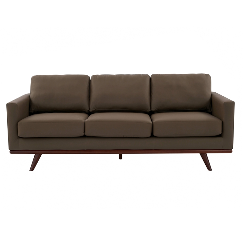 Chester Modern Faux Leather Sofa in Taupe Leather