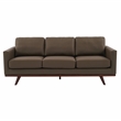 LeisureMod Chester Modern Faux Leather Sofa in Taupe Leather