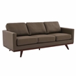 LeisureMod Chester Modern Faux Leather Sofa in Taupe Leather