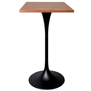 43&quot Square Bar Height Table with MDF Top and Steel Base in Cognac Brown