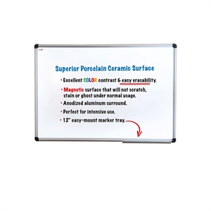 Viztex Porcelain Magnetic Dry Erase Board Aluminium Frame Size 24 x 36