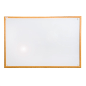 Viztex Lacquered Steel Magnetic Dry Erase Board Oak Effect Surround Size 36 x 24