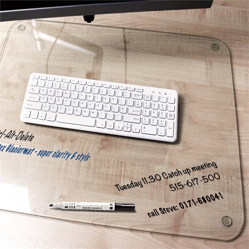 Desktex Glaciermat Glass Desk Pad Size 19 x 24 in Clear