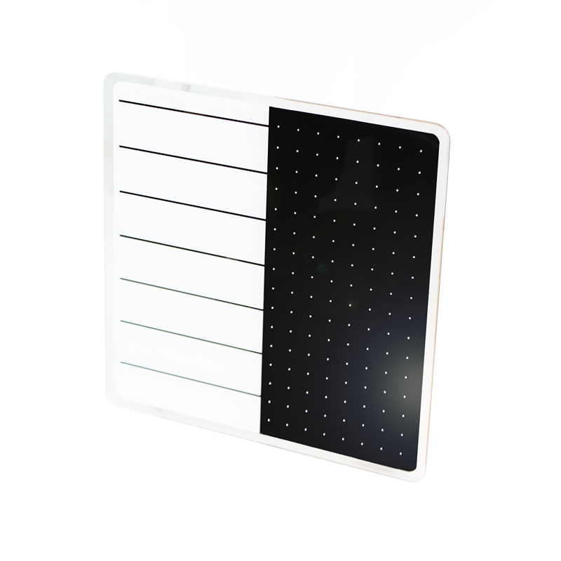 Viztex Glacier Magnetic Glass Dry Erase Board Polar White Jet Black 14x14 inch