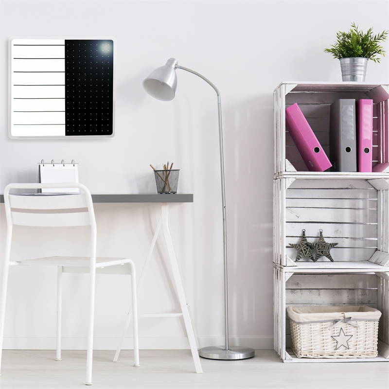 Viztex Glacier Magnetic Glass Dry Erase Board Polar White Jet Black 14x14 inch