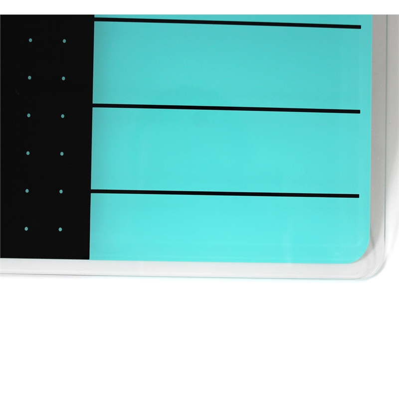 Viztex Glacier Magnetic Glass Dry Erase Board Light Teal Jet Black 17x23 inch
