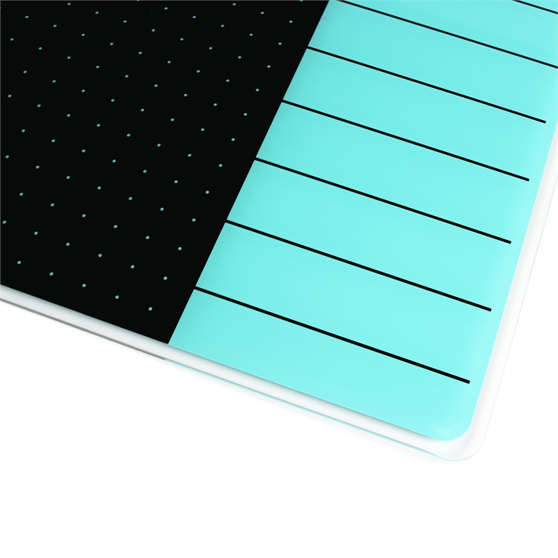 Viztex Glacier Magnetic Glass Dry Erase Board Light Teal Jet Black 17x23 inch