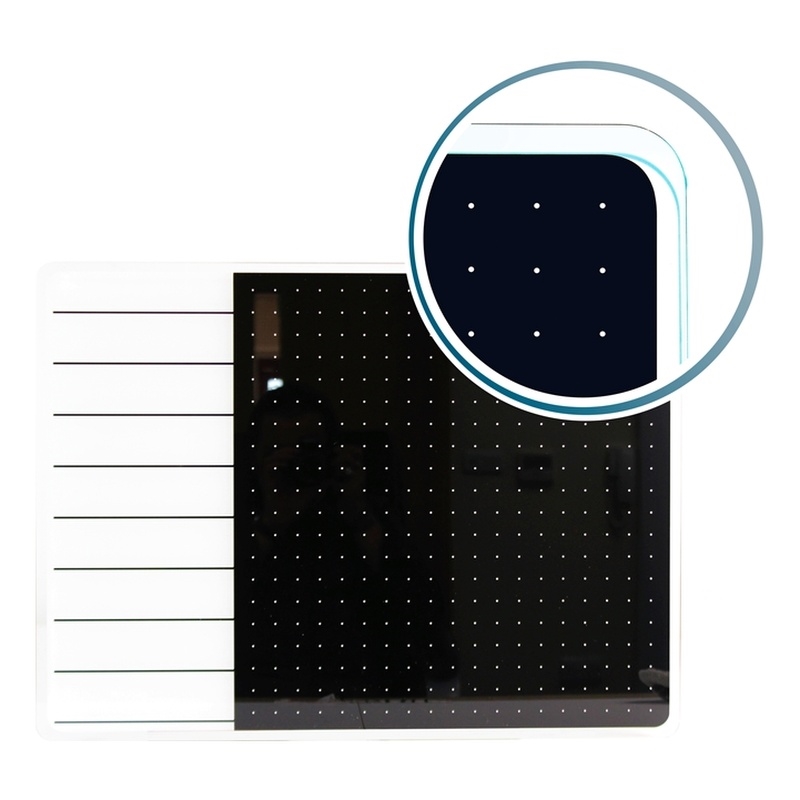 Viztex Glacier Magnetic Glass Dry Erase Board Polar White Jet Black 17x23 inch