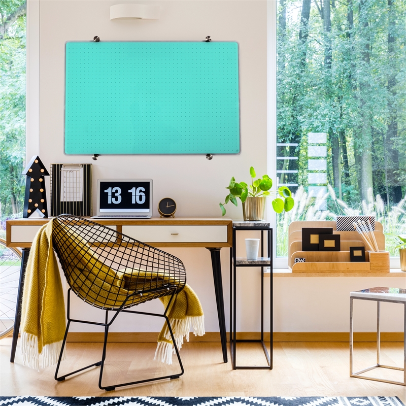 Viztex Glacier Magnetic Glass Dry Erase Board Light Teal 24x 36 inch