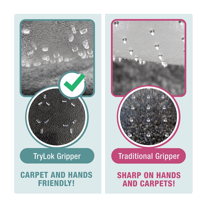 TrYlok Vinyl Lipped Chair Mat for Low Pile Carpets up to 1/4