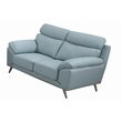 American Eagle Furniture Modern Leather Loveseat in Light Blue