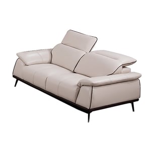 American Eagle Furniture Modern Leather Loveseat in Beige
