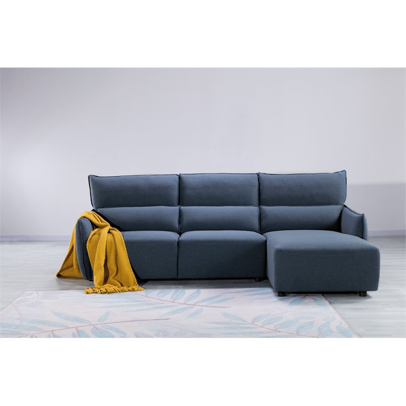 American Eagle Furniture Fabric Left Hand Sitting Sectional in Blue