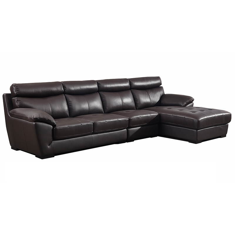 American Eagle Furniture Leather Right Hand Facing Sectional in Dark Chocolate