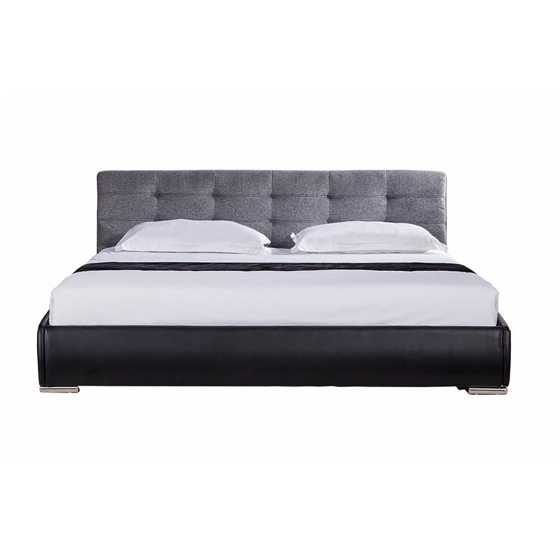 American Eagle Furniture Tufted Fabric King Platform Bed in Gray