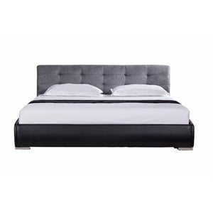 American Eagle Furniture Tufted Fabric King Platform Bed in Gray