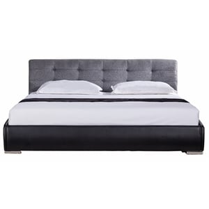 American Eagle Faux Leather Fabric California King Platform Bed in Gray