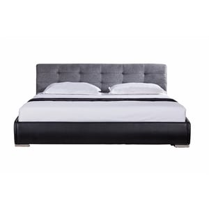 American Eagle Furniture Faux Leather Fabric Queen Platform Bed in Gray