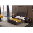 American Eagle Fabric Tufted Queen Platform Bed with Nailhead Trim in Gray