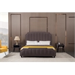 American Eagle Fabric Tufted Queen Platform Bed with Nailhead Trim in Gray