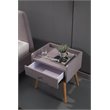 American Eagle Furniture 1 Drawer Fabric Nightstand in Light Gray
